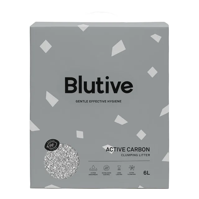 Blutive - Lecho ultra aglomerante Blutive para gatos con carbón activo 6 L.