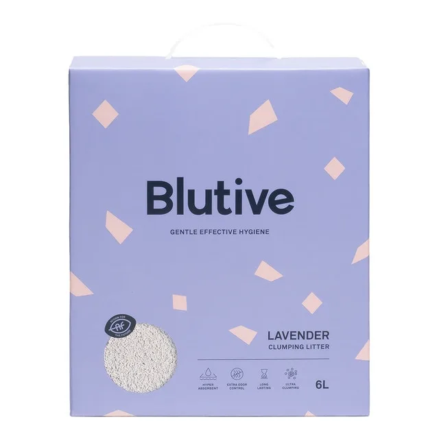 Blutive - Lecho ultra aglomerante Blutive para gatos aroma Lavanda 6 L.