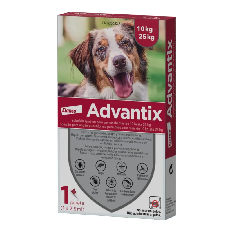 Advantix - Pipetas para perros de 10 a 25 Kg Bayer Advantix.