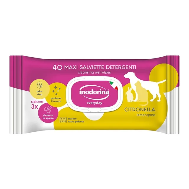 Inodorina - Toallitas Inodorina para perros y gatos Refresh Citronella.