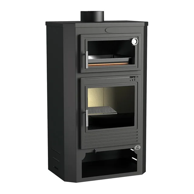 FM CALEFACCIÓN - Estufa de Leña Frontal con Horno Envolvente y Leñero M-104.