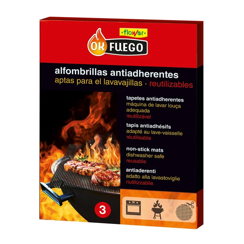 Flower - Malla de Rejilla Antiadherente para Barbacoas OKFUEGO 4 Uds.