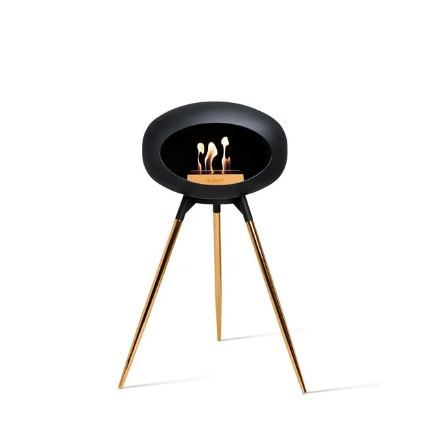 LE FEU - Biochimenea Bioetanol Ground High Cúpula Negra - Bol Negro - Patas doradas.