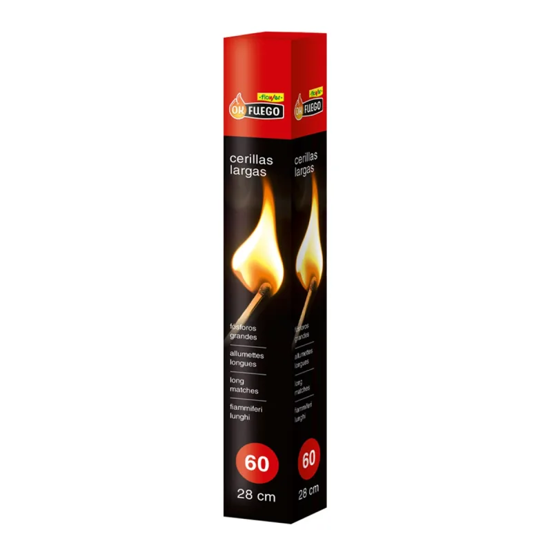 OK FUEGO - Cerillas Largas para Cocina y Barbacoas 60 Uds.