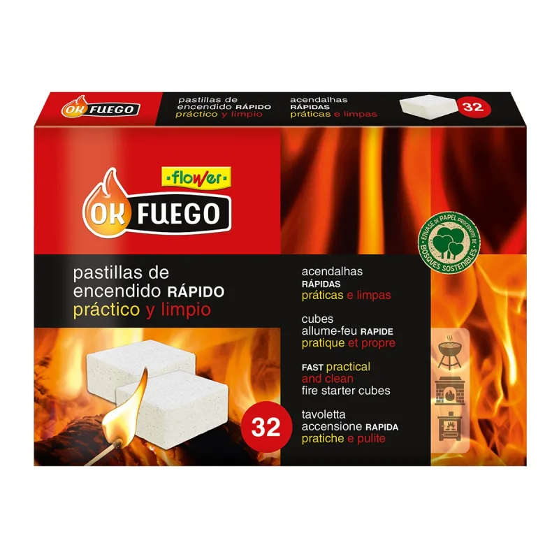 OK FUEGO - Pastillas Encendido Rápido 32 Uds.