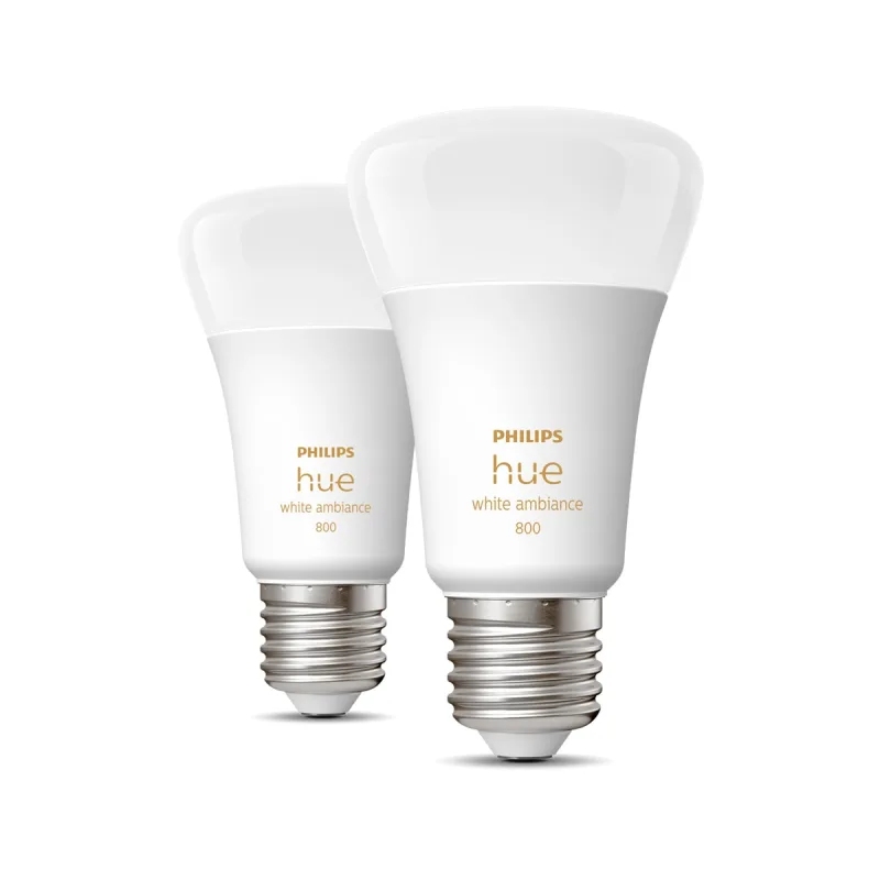 Philips - Pack 2 Bombillas Philips HUE White & Ambiance A60 E27 (Reacondicionado A estrenar).