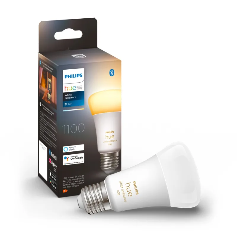 Philips - Bombilla Philips Hue White Ambiance 10,5W E27 (Reacondicionado A estrenar).