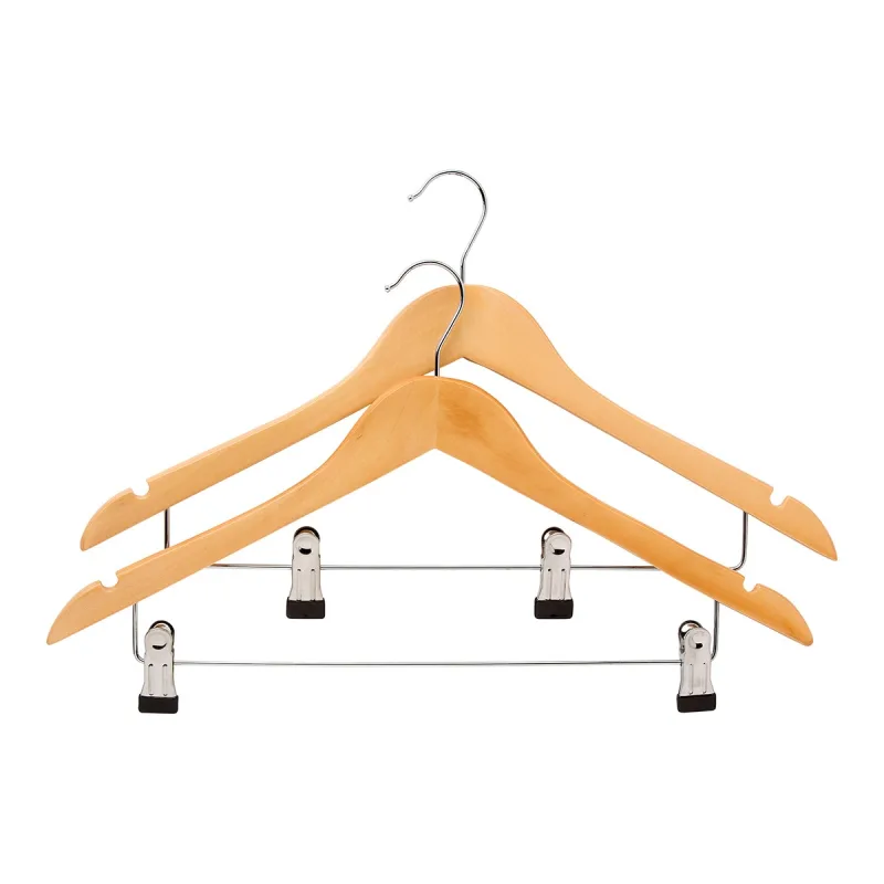 El Corte Inglés - Set de 2 perchas de madera con pinzas El Corte Inglés.