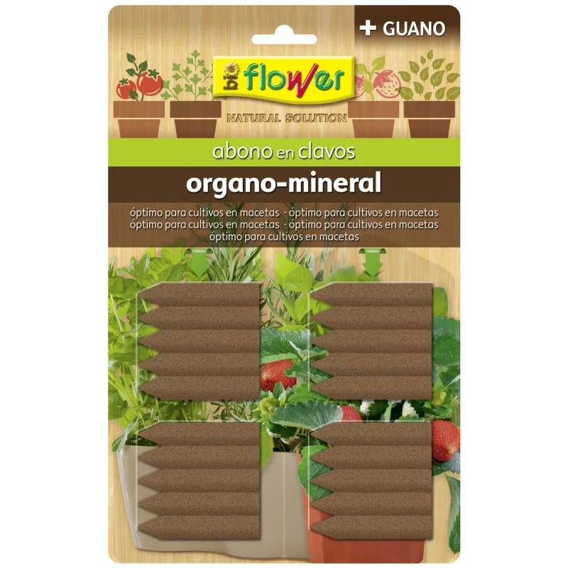 Flower - Abono clavos guano bioflower Flower-20 ud.
