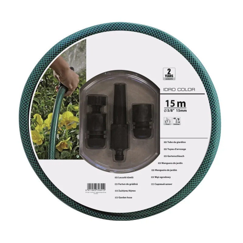 FITT - Manguera de jardín equipada Ø 15 mm x 15 m + accesorios.