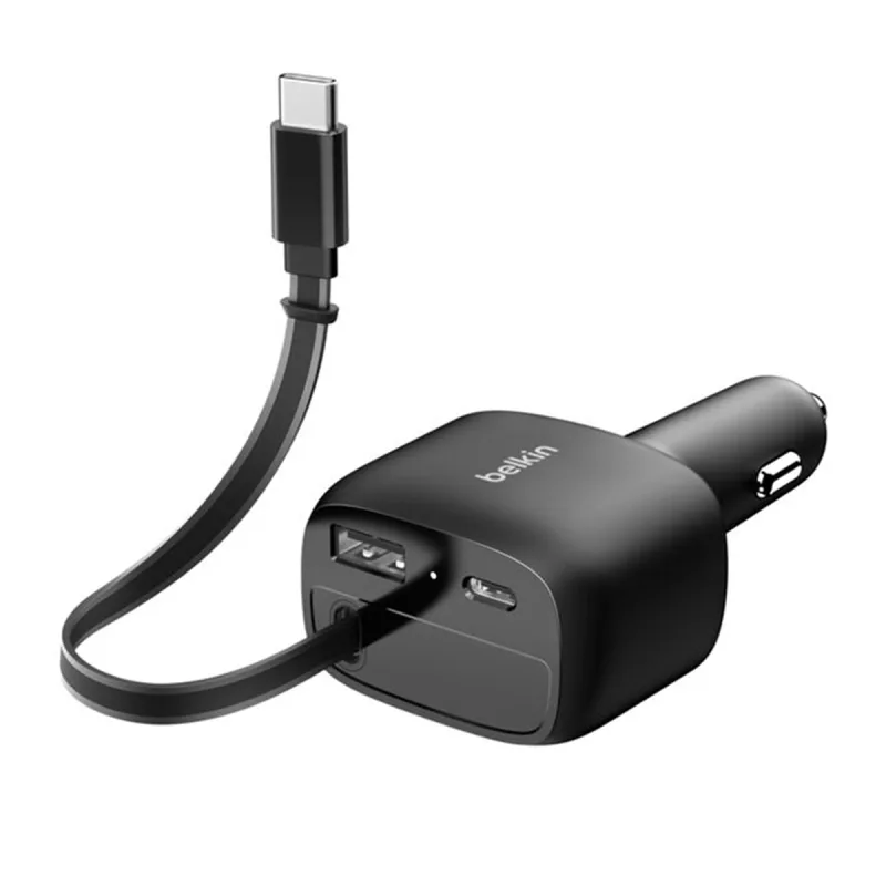Belkin - Cargador para coche Belkin con cable retráctil de 75 W.