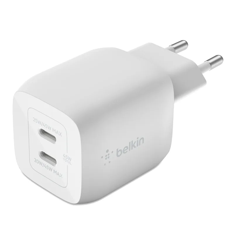 Belkin - Cargador de pared Belkin USB-C PD de 30 W con PPS blanco.