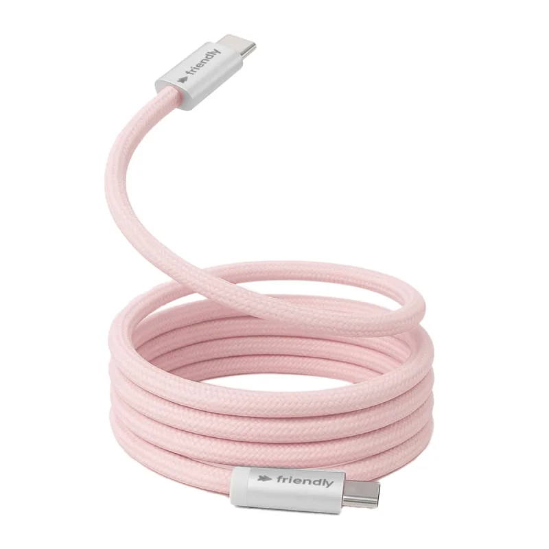 Friendly License - Cable de carga magnético Friendly License con USB-C rosa.
