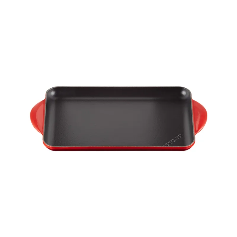 Le Creuset - Parrilla rectangular lisa de hierro fundido Le Creuset.