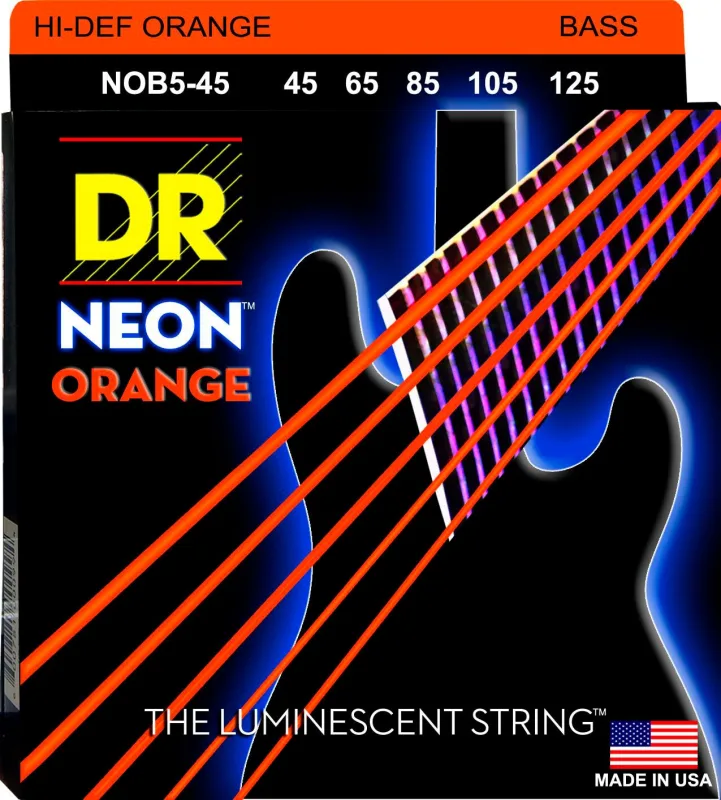 DR - Juego de cuerdas para Bajo DR Nob5-45 Neon Orange.