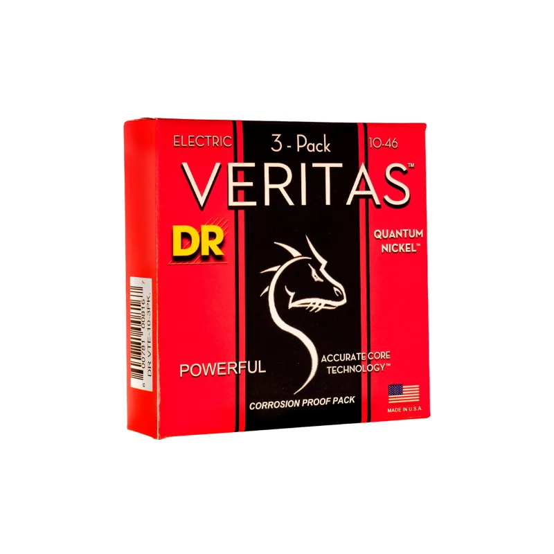 DR - Set de cuerdas guitarra eléctrica DR 3xPack VTE-10 Veritas.
