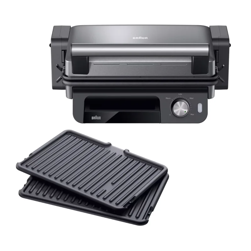 Braun - Multi Grill 5 Braun CG5033IGY 3 en 1 con set de 2 placas de parrilla.