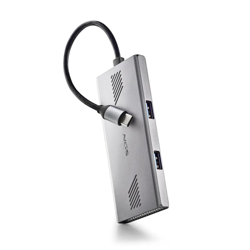 NGS - Adaptador Multipuerto USB de Aluminio 4 en 1 NGS Wonder Duo C con 2 USB-C y 2 USB-A.