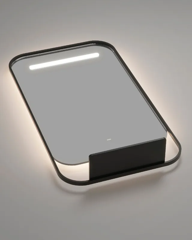 Ledimex - Espejo de baño cuadrado con canto redondo negro Concept Ledimex.