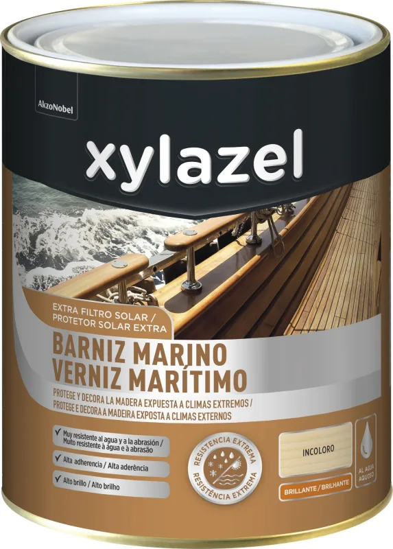 Barniz de madera de exterior color incoloro para barco xylazel brillante 750 ml base agua