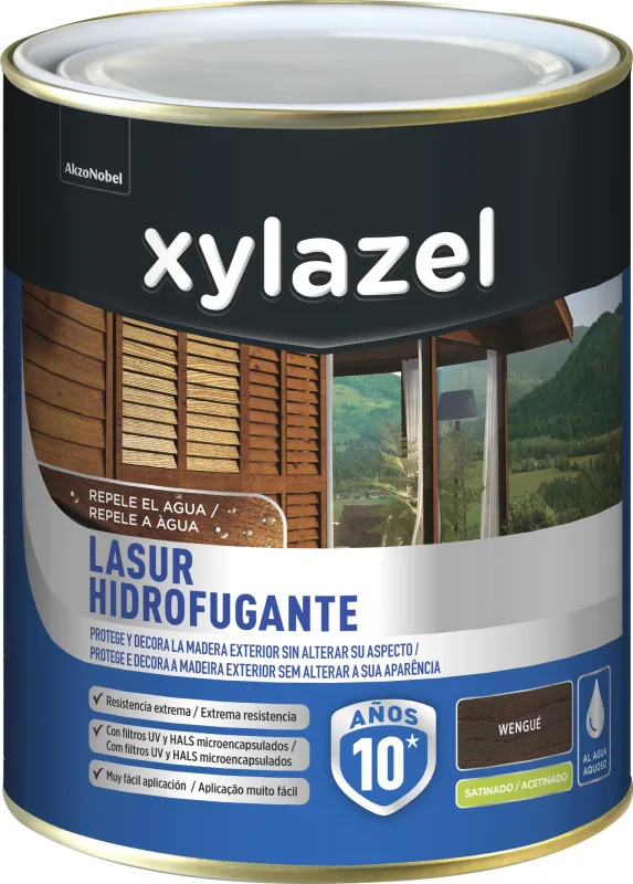 Protector madera exterior color wengue para caseta de jardín, ventana, puerta, valla, persiana xylazel satinado 2.5l base agua