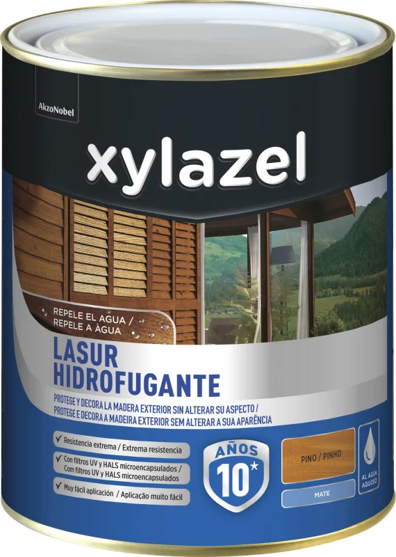 Protector madera exterior color pino para caseta de jardín, ventana, puerta, valla, persiana xylazel mate 2.5l base agua