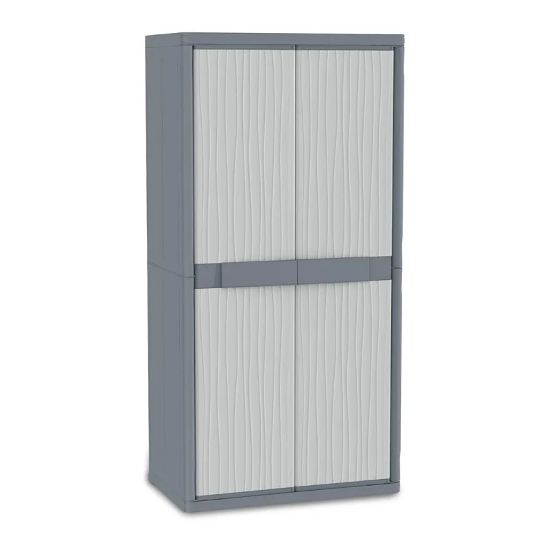Armario escobero de resina wave xl 90x1800x54 cm color gris 2 puertas