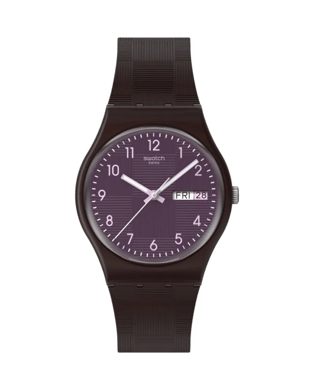 Swatch - Reloj unisex swatch weaving wonders con correa de silicona marrón.