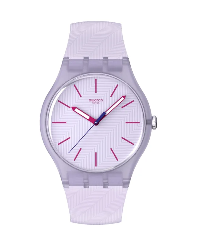 Swatch - Reloj unisex swatch lavendaze con correa de silicona morado.