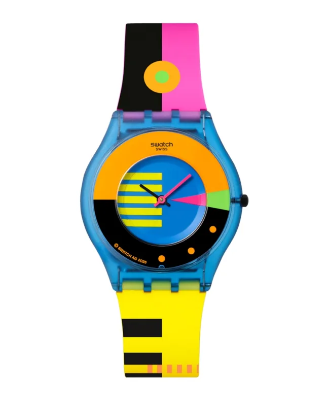 Swatch - Reloj unisex swatch neon flumotions con correa de silicona amarilla.