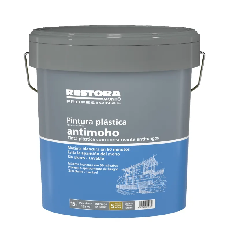 Pintura plástica blanco mate 15 l restora antimoho