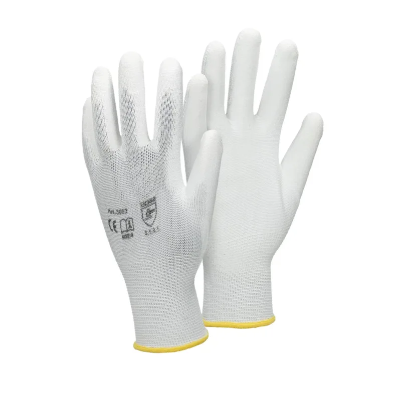Ecd germany 120x par guantes poliuterano de trabajo con revestimiento de pu talla 8-m nylon color negro guantes antideslizantes de protección ideal pa