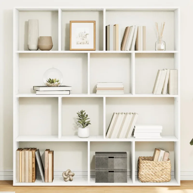 Librería blanca 132x29x141,5 cm de madera contrachapada