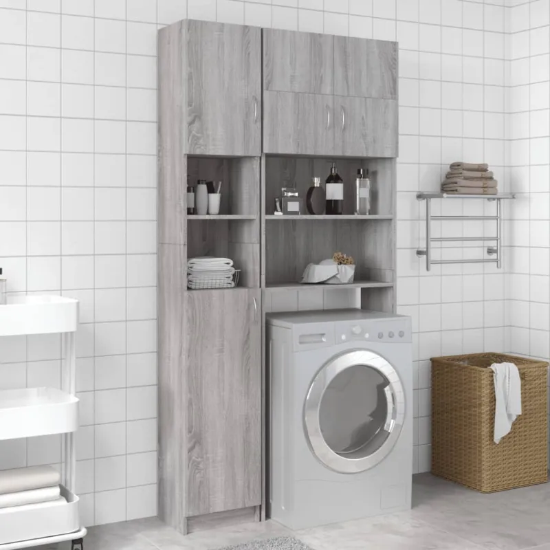 Mueble de baño sonoma gris 32x25,5x190 cm madera contrachapada