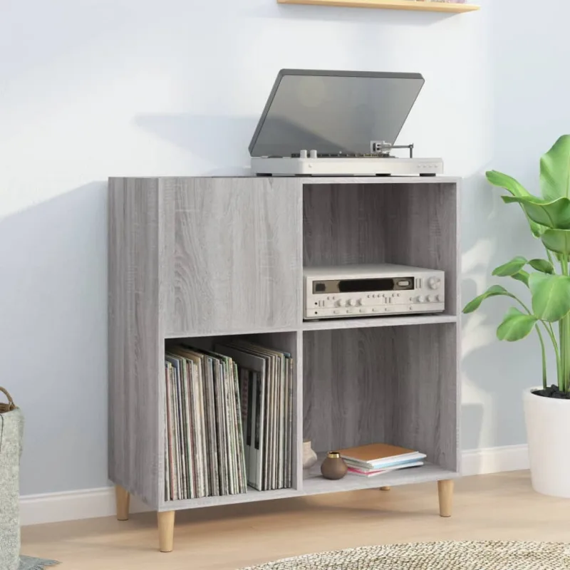 Mueble para discos sonoma gris 84,5x38x89 cm madera contrachapada