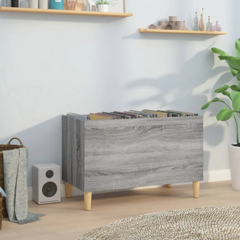 Mueble para discos sonoma gris 74,5x38x48 cm de madera contrachapada