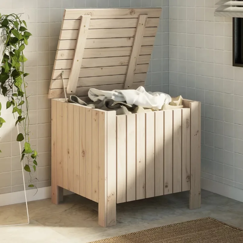 Caja de almacenamiento con tapa rana madera maciza de pino
