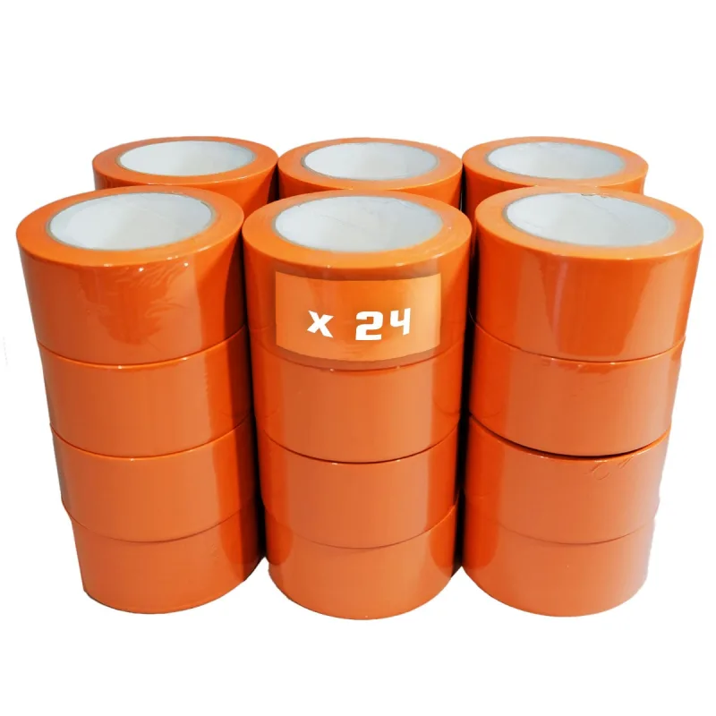 Lote de 24 cintas adhesivas naranja de pvc 50 mm x 33 m para el sector de la construcción - cinta adhesiva tecplast