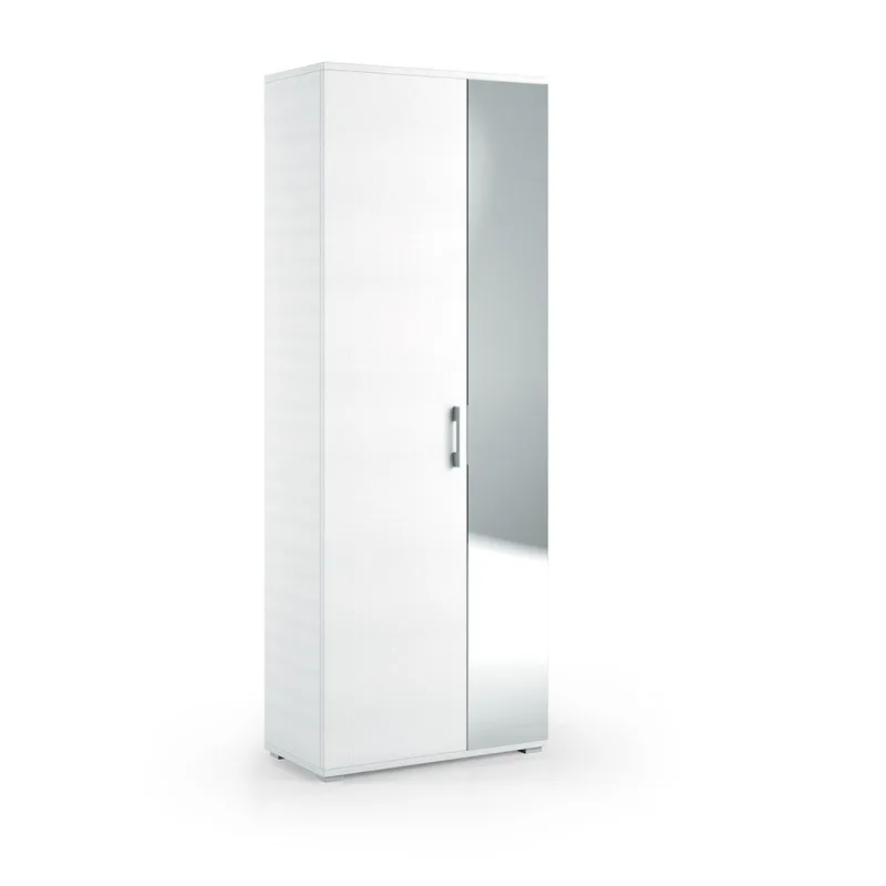 Mueble de baño polivalente h 195cm blanco con 1 puerta y espejo