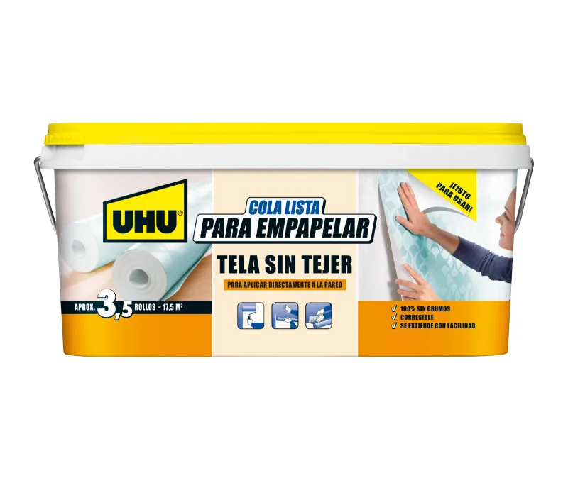 Cola lista para papel pintado tejido no tejido uhu cubeta 2,5l