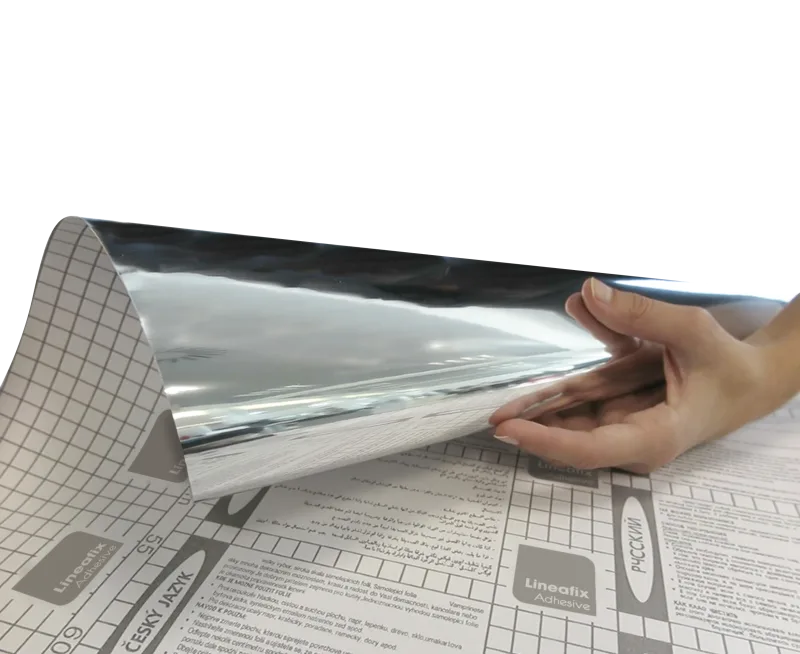 Revestimiento adhesivo mural imitación espejo gris / plata mirror de0.45 x 1.5m