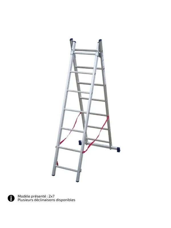 Escalera paralela 2 rampas stilo facal aluminio en 131 h.cm 193/314 peldaños 2x 7