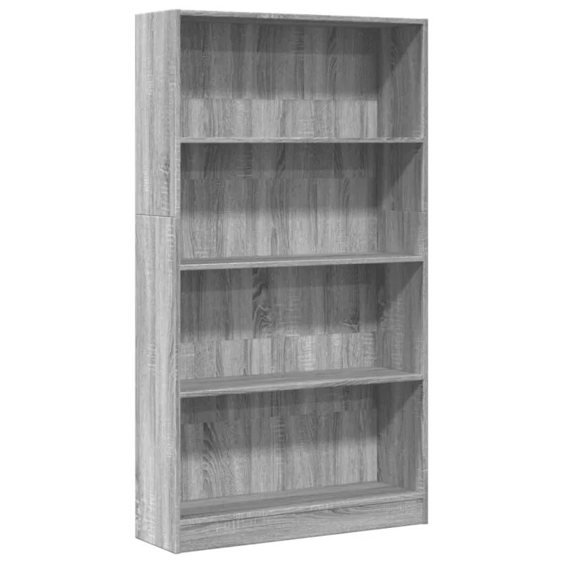 Estantería librería，armario de libros de madera de ingeniería gris sonoma 80x24x143 cm cfw530830