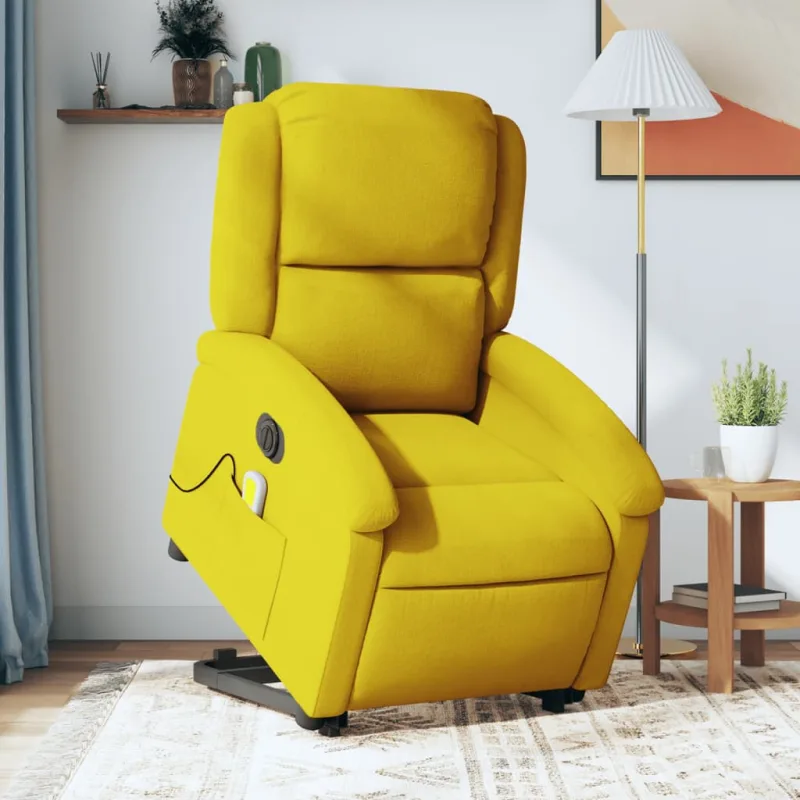 Sillón reclinable de masaje eléctrico amarillo de terciopelo