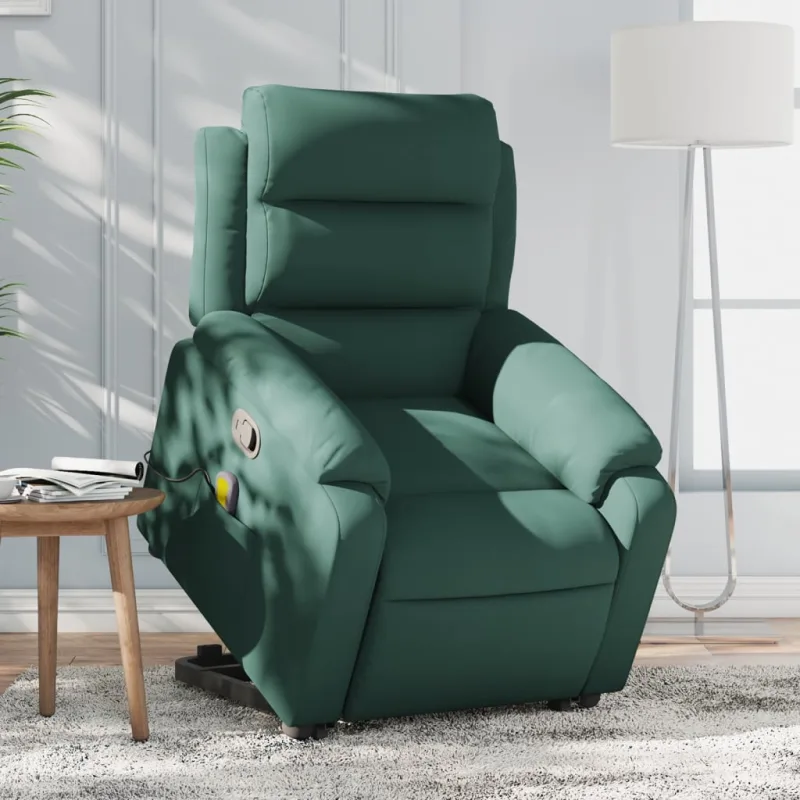 Sillón de masaje reclinable terciopelo verde oscuro