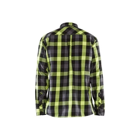 Chemise flanelle-noir-jaune fluo-m