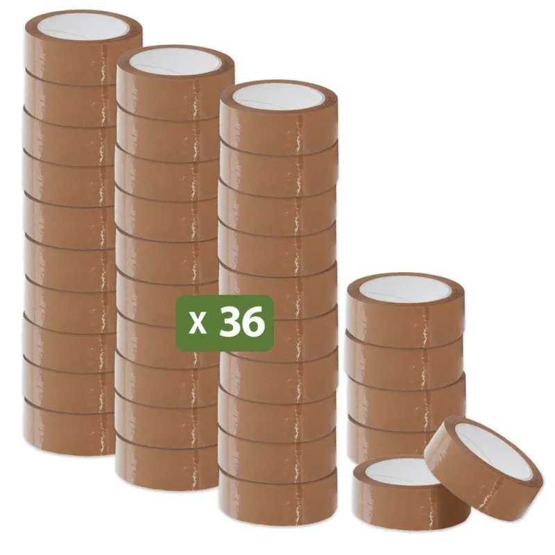 Pack and move - lote 36 rollos cinta adhesiva marrón para pack and move - 66 m - calidad premium