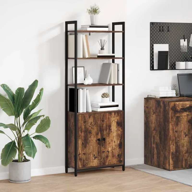 Librería de roble ahumado, 60 x 24 x 161 cm, madera de ingeniería. - pangivo