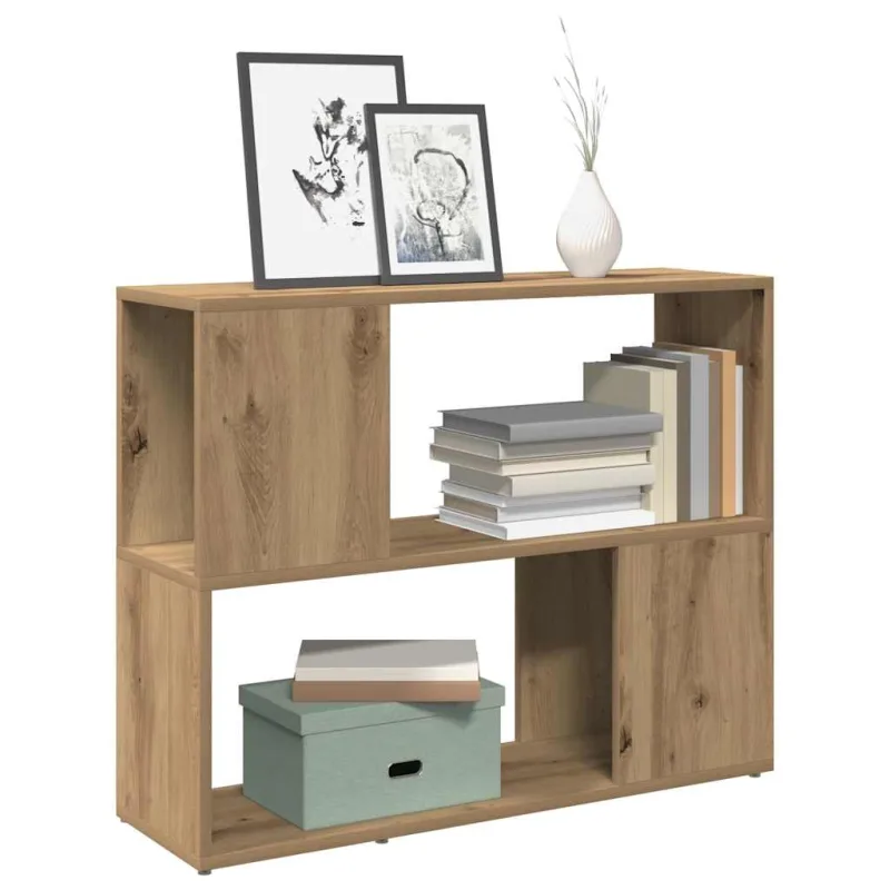Librería/separador de ambientes de roble hecho a mano, 80x24x63 cm - pangivo