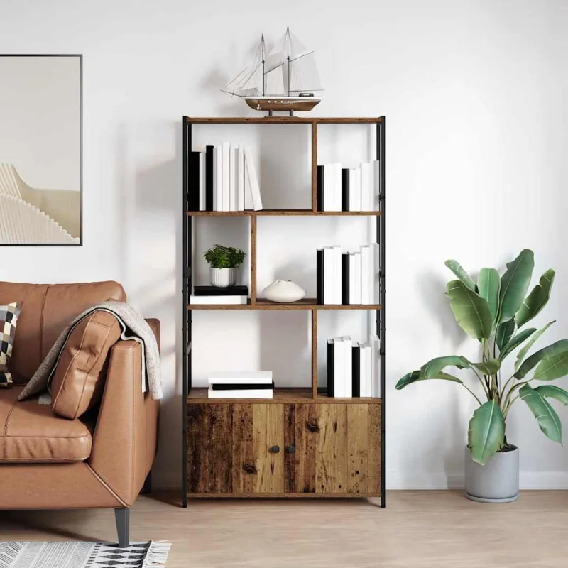 Estantería de madera antigua de 80 x 30 x 155,5 cm, fabricada en madera de ingeniería. - pangivo